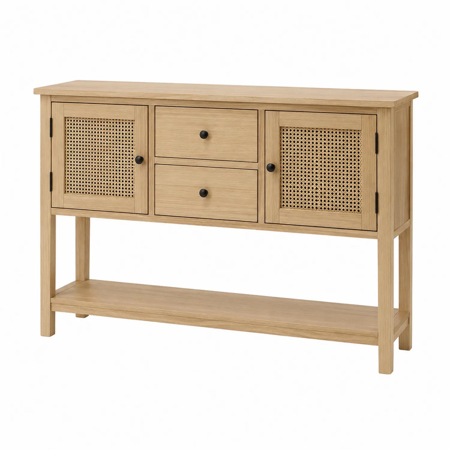 Console rectangulaire en bois avec cannage en rotin 120x80x35 cm
