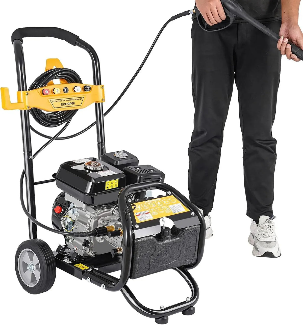 Nettoyeur haute pression, professionnel, 170 Bar, 7,5 CV, 2 Roues, 5 Buses