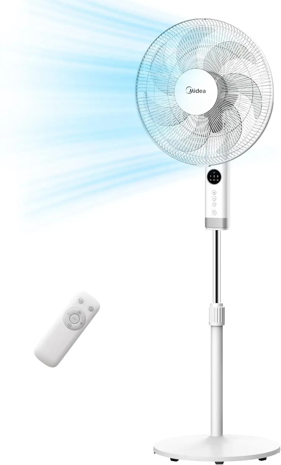 Ventilateur, 50 W, Midea MFS400R0APW, minuteur, 3 vitesses, oscillation, silencieux