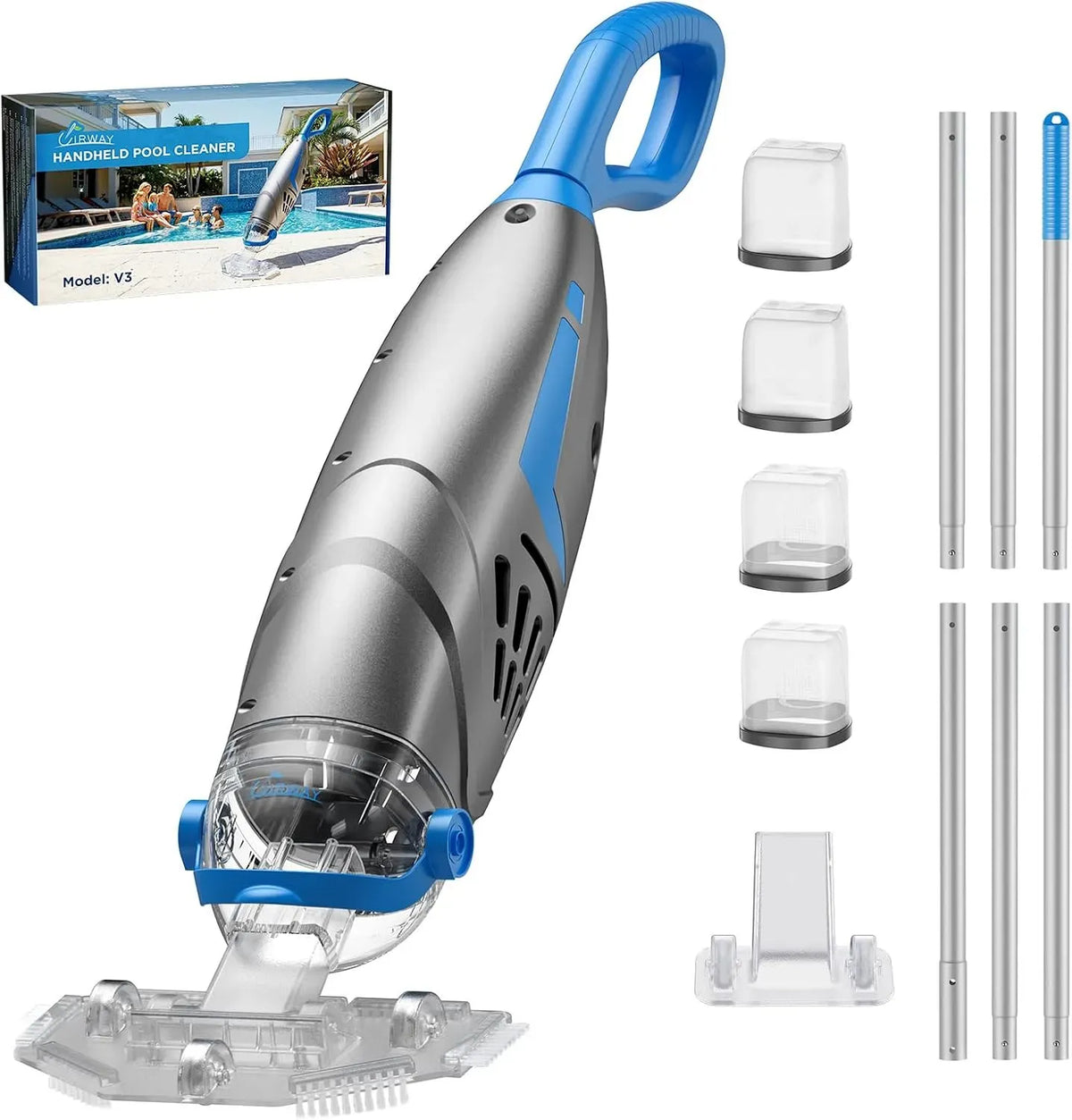 Aspirateur, UIRWAY IPX8, Autonomie 1H Adapté, appareil électrique d'aspiration, V3 Aspirateur Piscine sans Fil