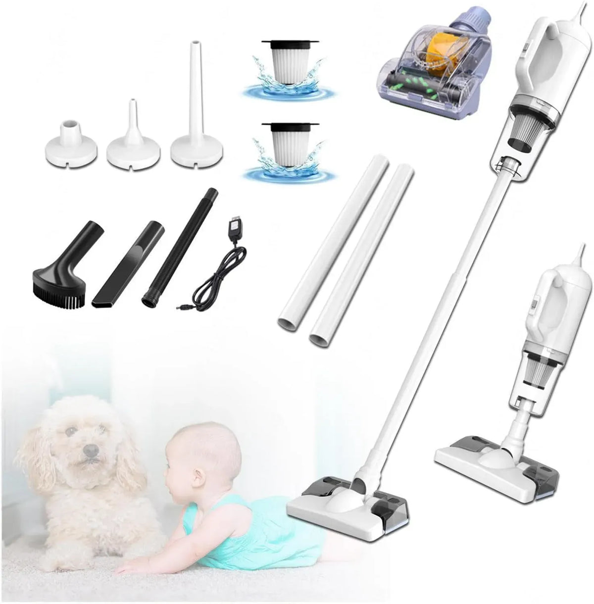Aspirateur 35Min, vapeur, Balai Vapeur sans Fil 5 en 1 Compact, Autonomie