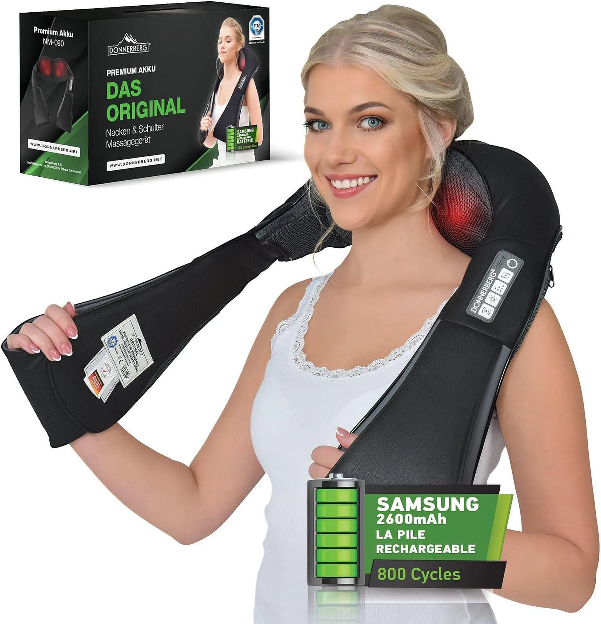 batterie, Masseur, Moteur, appareil de massage du dos et des lombaires, fonction chauffante, sans fil, pour cou