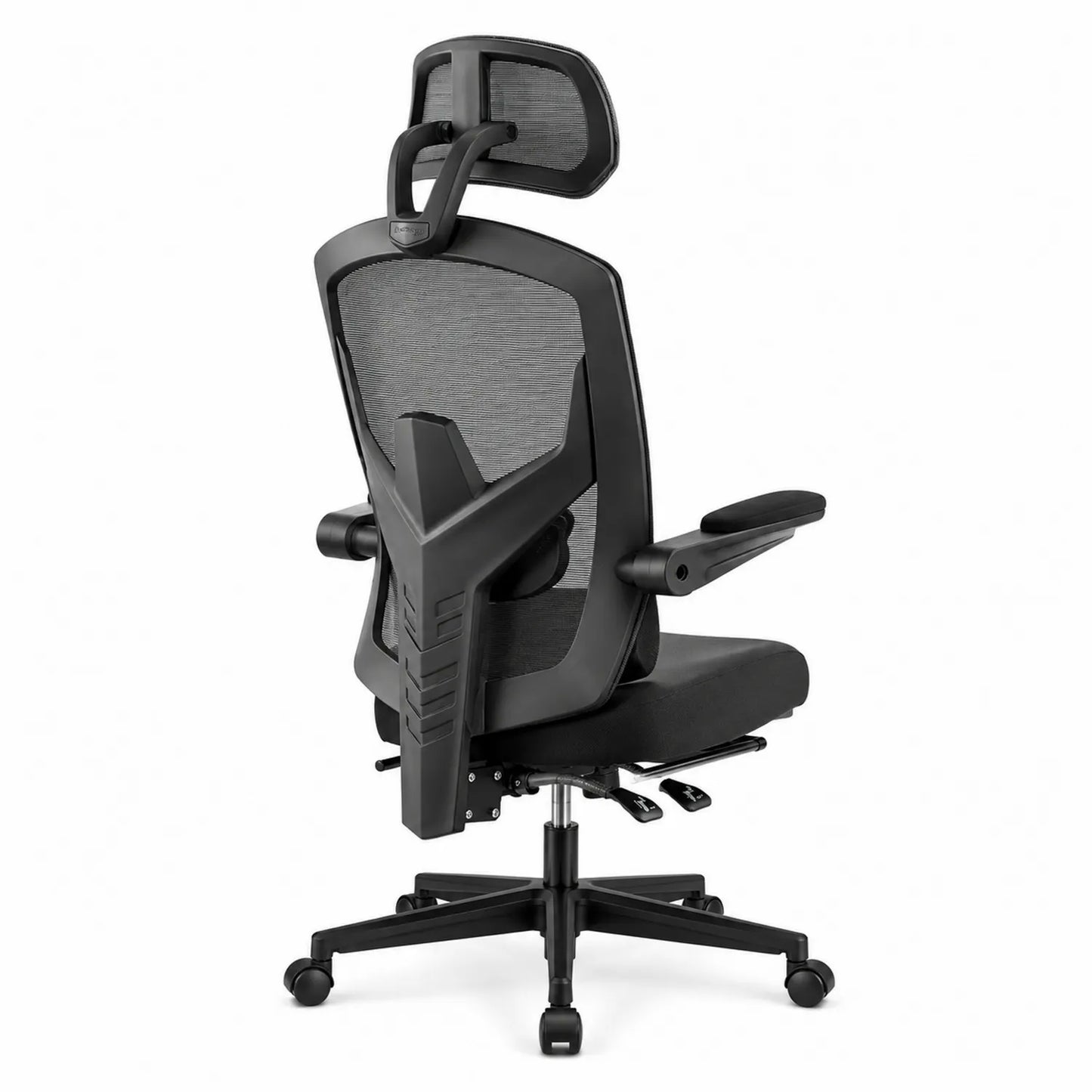 Chaise de bureau en maille noire avec appuie-tête réglable