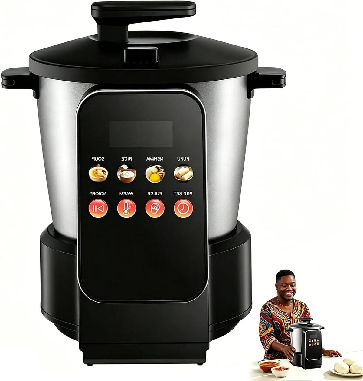 Machine à fufu, cuiseur, Robot, 6 L, 900 W, tactile, acier inoxydable