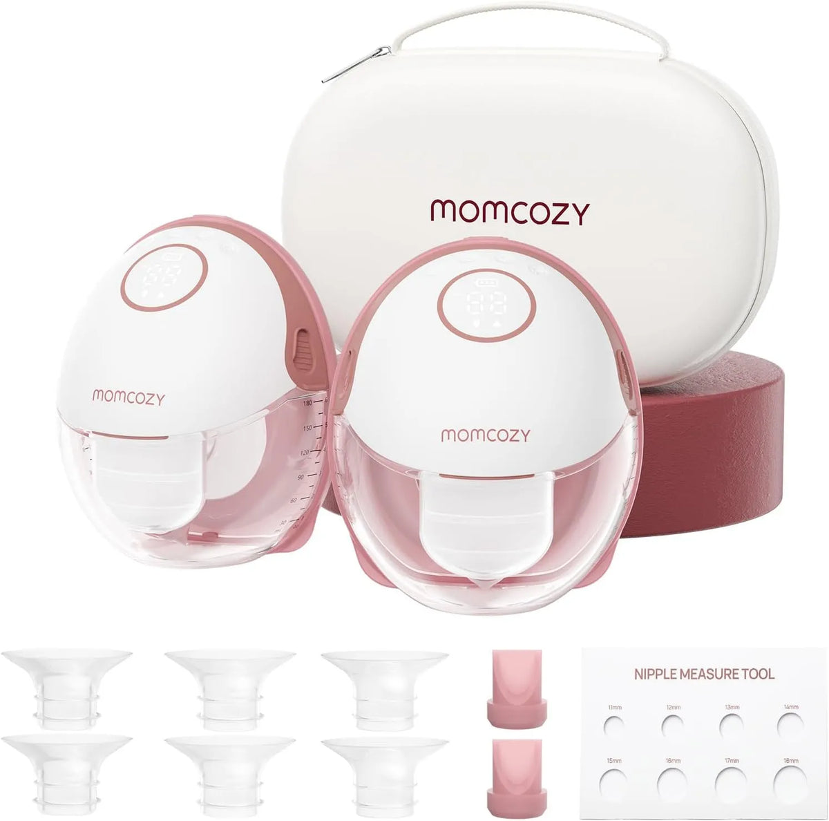Tire-lait, pompe d'allaitement, Momcozy, rouge, 295 mmHg, Lot de 2