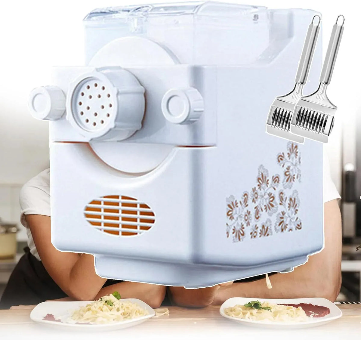 Machine à pâtes, 180 W, machine à nouilles, professionnel, 2 Séparateurs De Nouilles