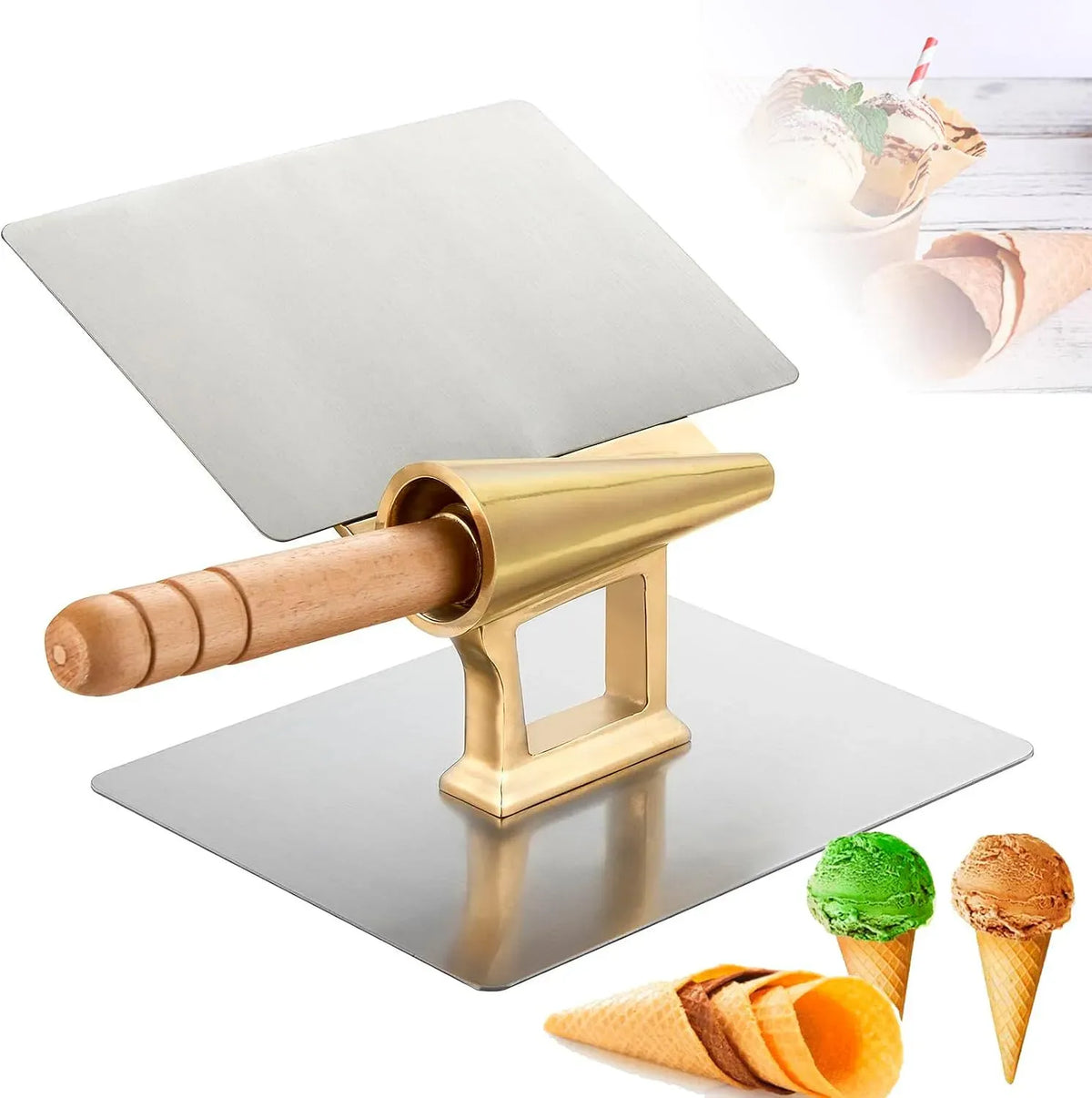 Machine à gaufres, 52 cm, bois, pour crème glacée
