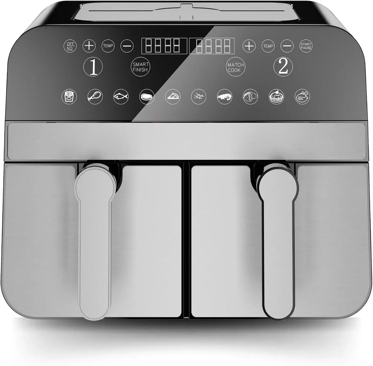 Friteuse à air chaud, 9 L, 2400 W, Comfy CNAFD45NS, acier inoxydable, numérique double panier 2400W 9L en acier inoxydable, taille 9L
