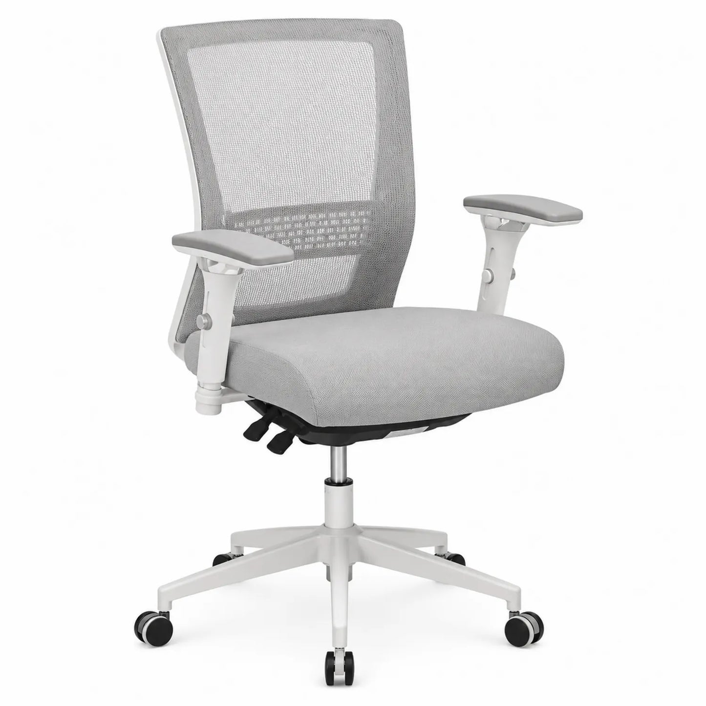 Chaise de bureau en maille gris avec accoudoirs réglables