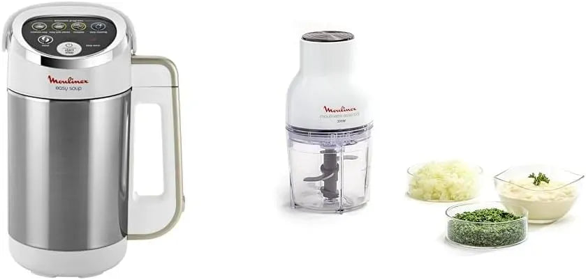 Moulinex 3-en Blender, 1.2 L, 1000 W, 300 W, 5 programmes, 5 programmes automatiques & Hachoir électrique, 400 ml, 4 lames, Capacité 1