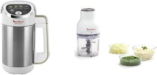 Moulinex 3-en Blender, 1.2 L, 1000 W, 300 W, 5 programmes, 5 programmes automatiques & Hachoir électrique, 400 ml, 4 lames, Capacité 1