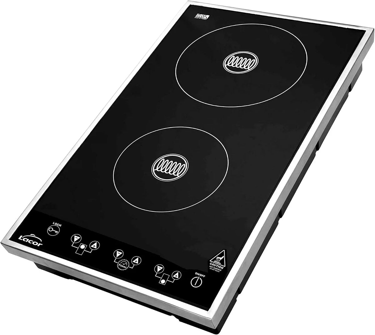 Lave-vaisselle, 29x51x9 cm, 3100 W, professionnel, noir, Double fourchette à induction 3100w, Lacor 69033