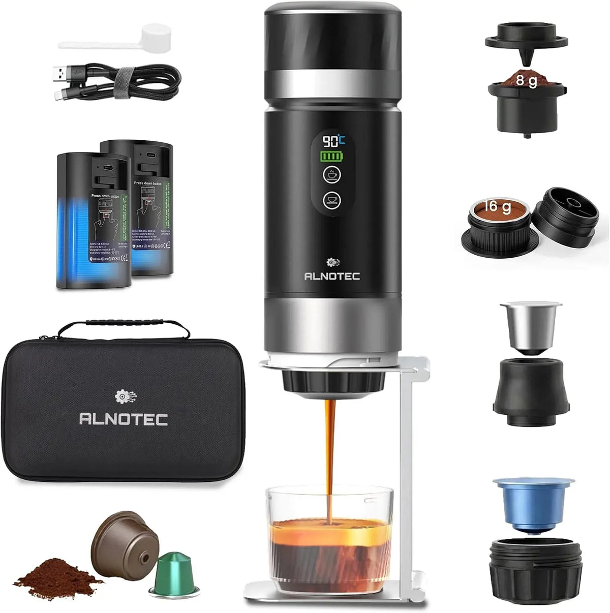 Support, Portable, machine à café électrique, 8 g, 16 g, amovible, fonction chauffante