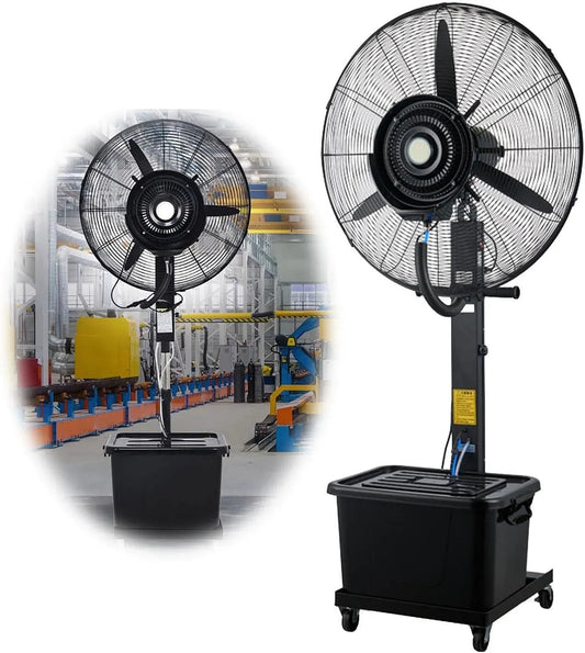 Rafraîchisseur d'air 650mm/26inch, 26 pouces, 42 L, extérieur, roulettes de déplacement, industriel, 3 vitesses, oscillation, grand réservoir