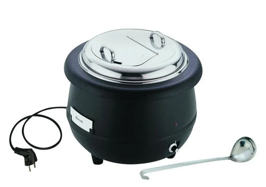 APS 11910 aluminium, insert amovible en acier inoxydable, 11910 Marmite électrique, 10 litres, 400-450 W, cuillère incluse, hauteur 37 cm, Ø 40 cm
