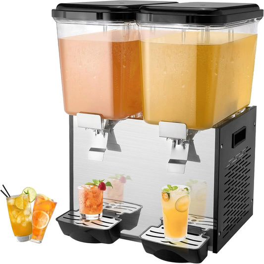 VEVOR Distributeur, fontaine distributrice de boissons, 18 L, 370 W, 7 à 12 °C, grand réservoir, professionnel, restaurant, 2 zones de température