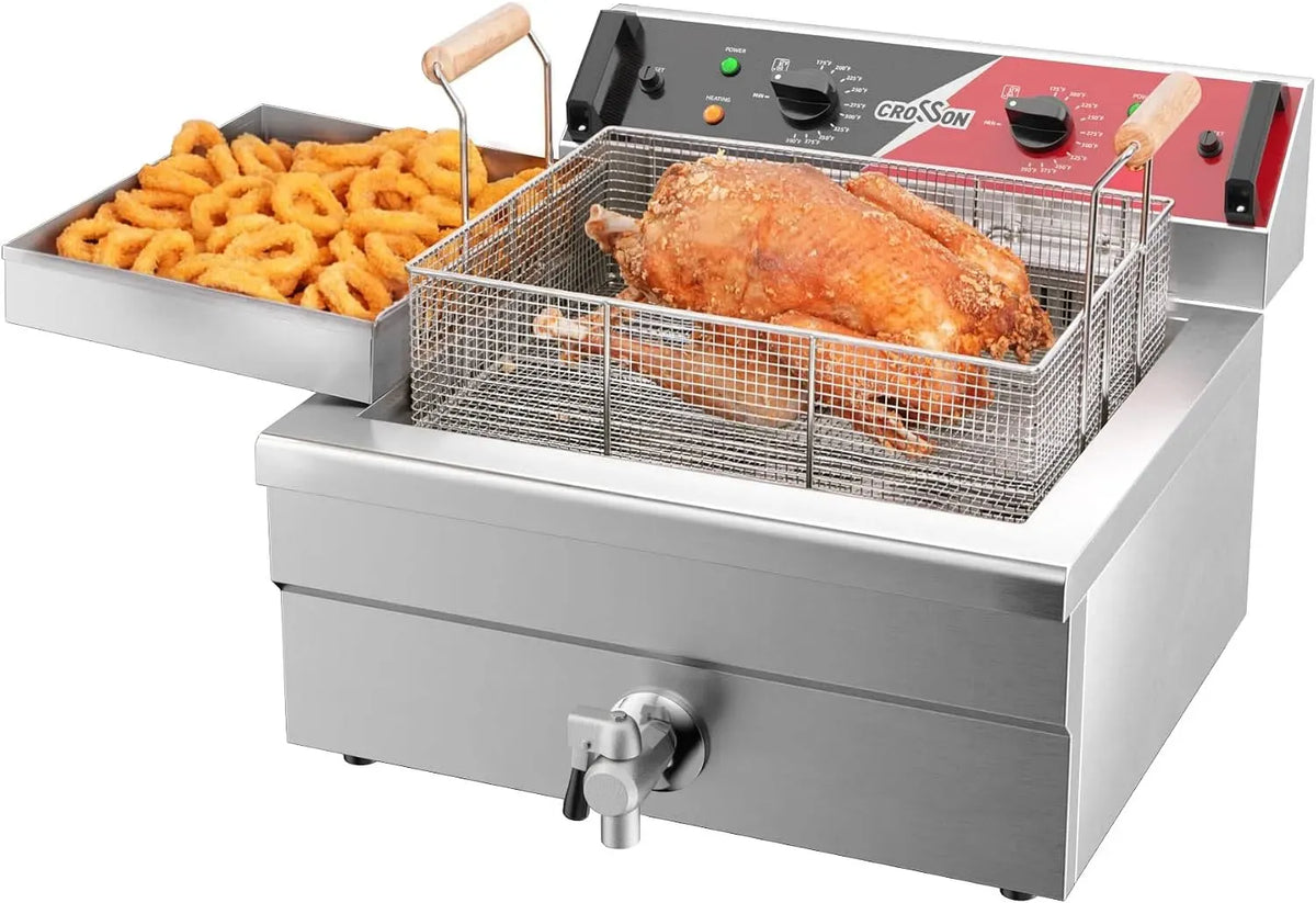 grille de vidange d'huile, friteuse à beignets commerciale pour faire frire un poisson ou un poulet entier, Friteuse électrique à trois paniers
