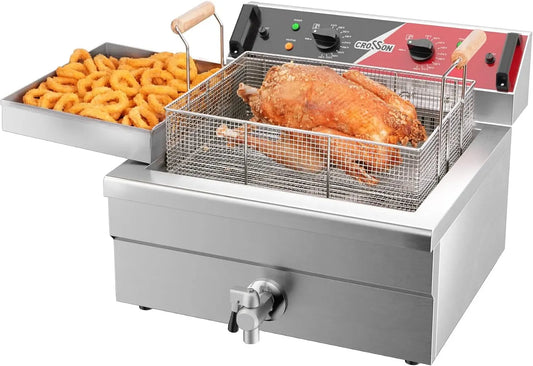 grille de vidange d'huile, friteuse à beignets commerciale pour faire frire un poisson ou un poulet entier, Friteuse électrique à trois paniers