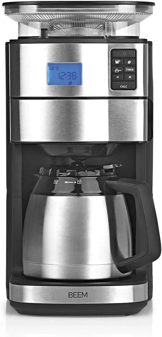 24h Machine à caf, filtre, moulin, machine à café électrique, 1000 W, 180 g, minuteur, acier inoxydable, BEEM FRESH-AROMA-PERFECT