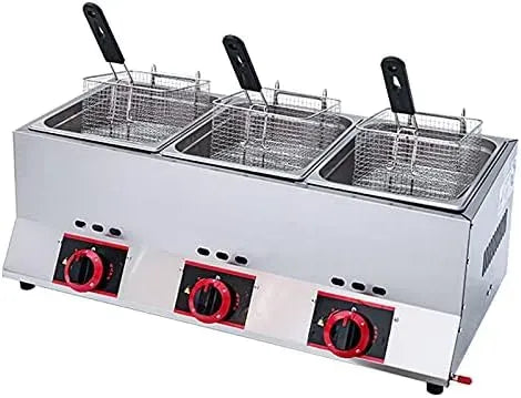 puissance de feu réglable, 33 litres avec trois réservoirs, pour Friteuse à gaz professionnelle GPL en acier inoxydable, pour usage domestique et