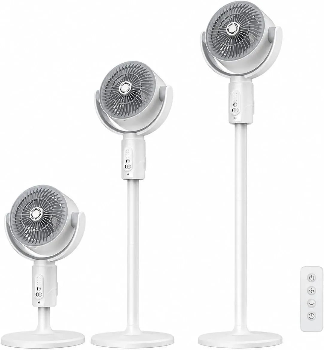 Ventilateur, minuteur, 3 niveaux, oscillation, silencieux, blanc, Oscillation 80°, Écran LED, 8 Vitesses, Veilleuse 3 Niveaux