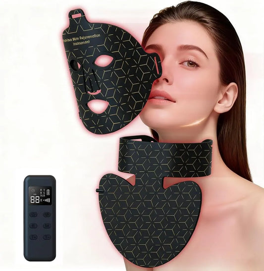 Minuterie, Masque Lumineux 8 Couleurs Pour Visage Cou, Masque De Beauté équipé de Infrarouge Proche, USB Rechargeable