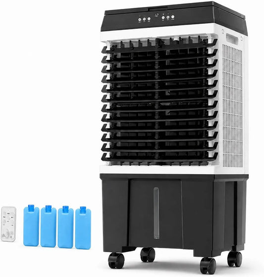 Rafraîchisseur d'air 0-12H, 40 L, portable, minuteur, 3 vitesses, oscillation, grand réservoir, noir, Oscillation 120°