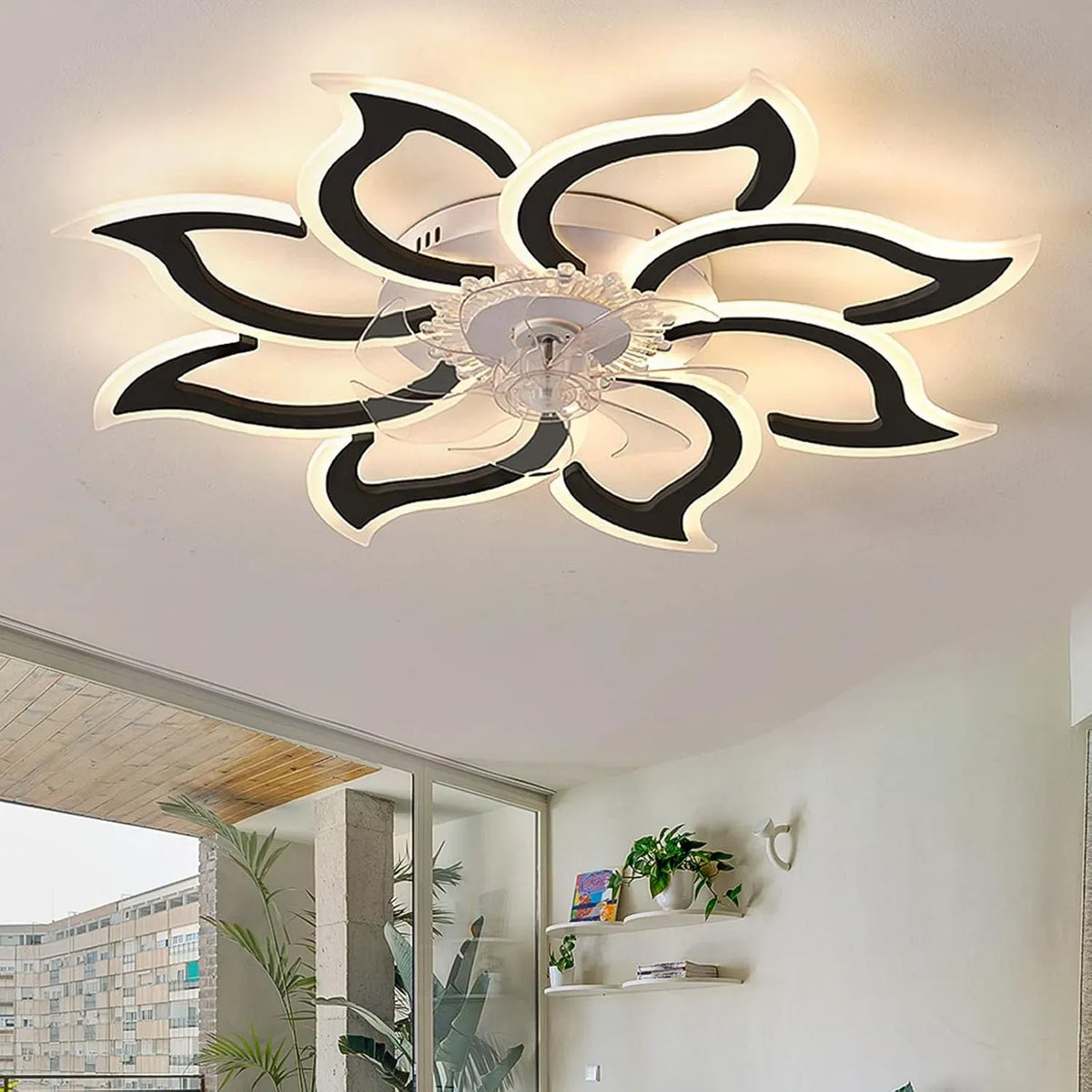 Ventilateur, décoration de salon, noir, ventilateur pour circulation d'air, Salon Ventilateur Plafond Avec Lumiere Réversible