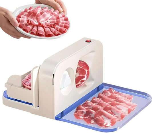 Fromage et Légumes, Mini Trancheuse à Viande Électrique équipé de Epaisseur Réglable Design Pliable pour Trancher Viande