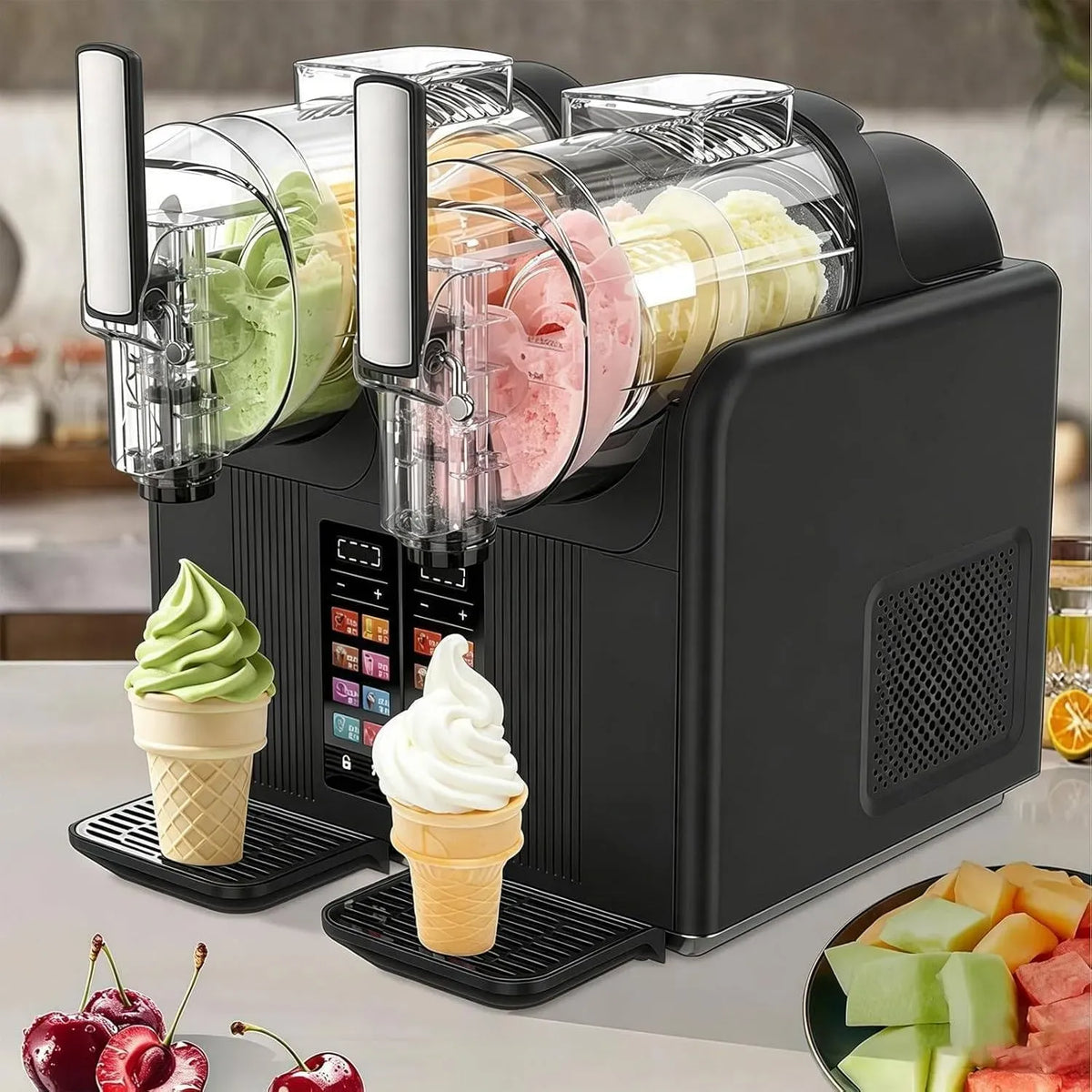 Machine à Granit, Machine à Slush, 2 L, 7 programmes, congélation rapide, noir, pour Granité