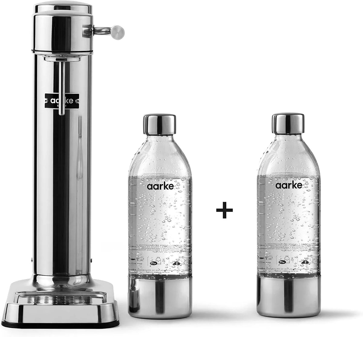 Machine à Soda, Acier, Aarke Carbonator 3, Finition Acier + 2 x Bouteilles en PET
