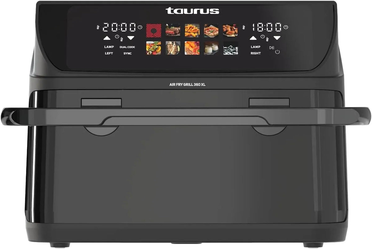 Taurus XL 2800W Friteuse à air chaud, 10 L, 2800 W, 10 programmes, 60 à 200 °C, tactile, minuteur, gril, Écran tactile