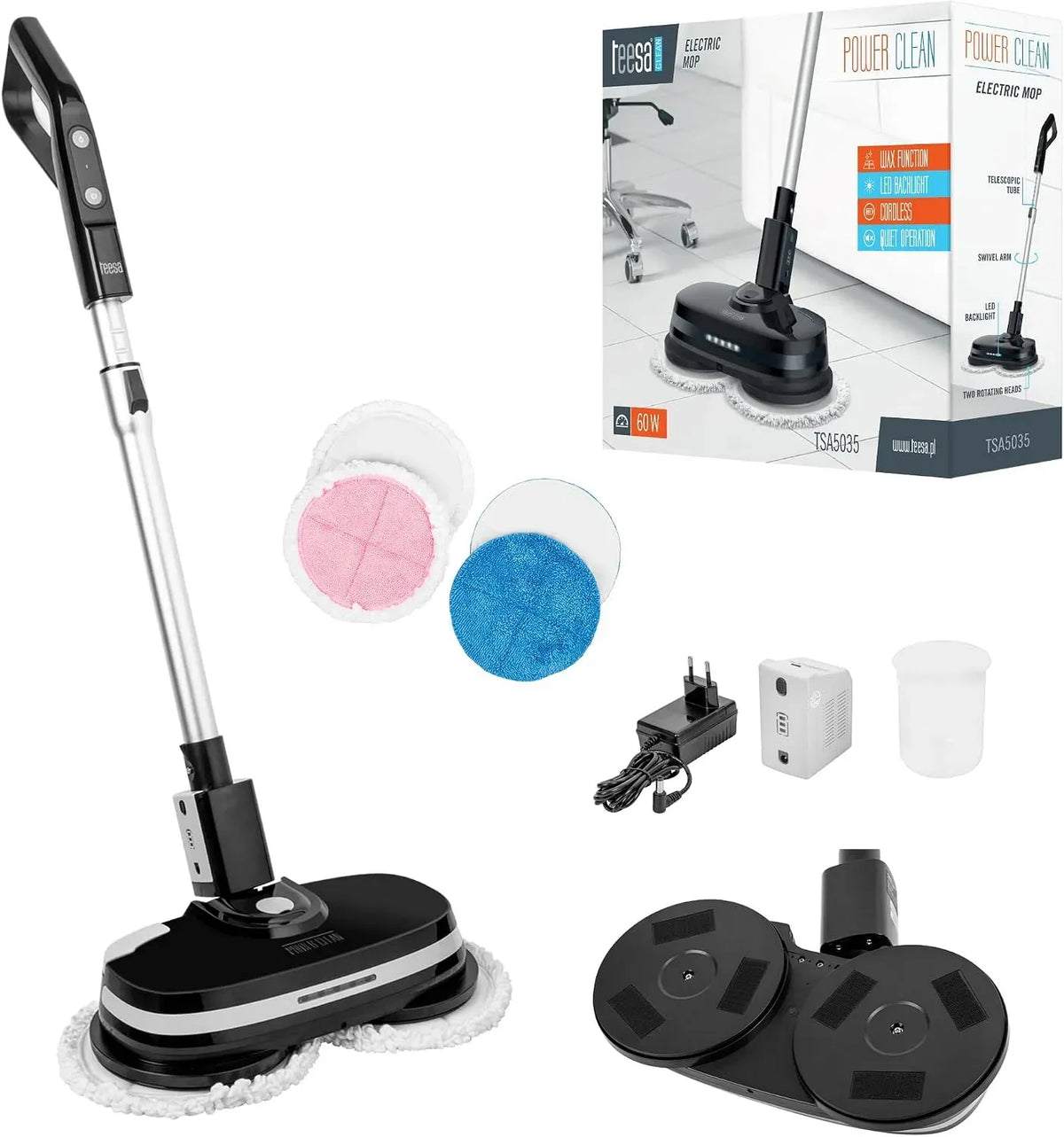 Nettoyeur vapeur, Teesa TSA5035, noir, appareil de nettoyage à vapeur, Power Clean Nettoyeur vapeur Noir