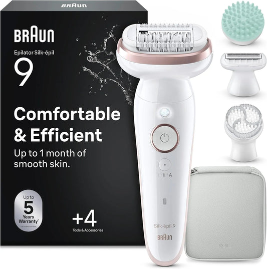 Braun appareil d'épilation électrique pour femme, Rasoir, Brosse, IP65, sans fil, pour Femmes Silk-épil 9 9-080