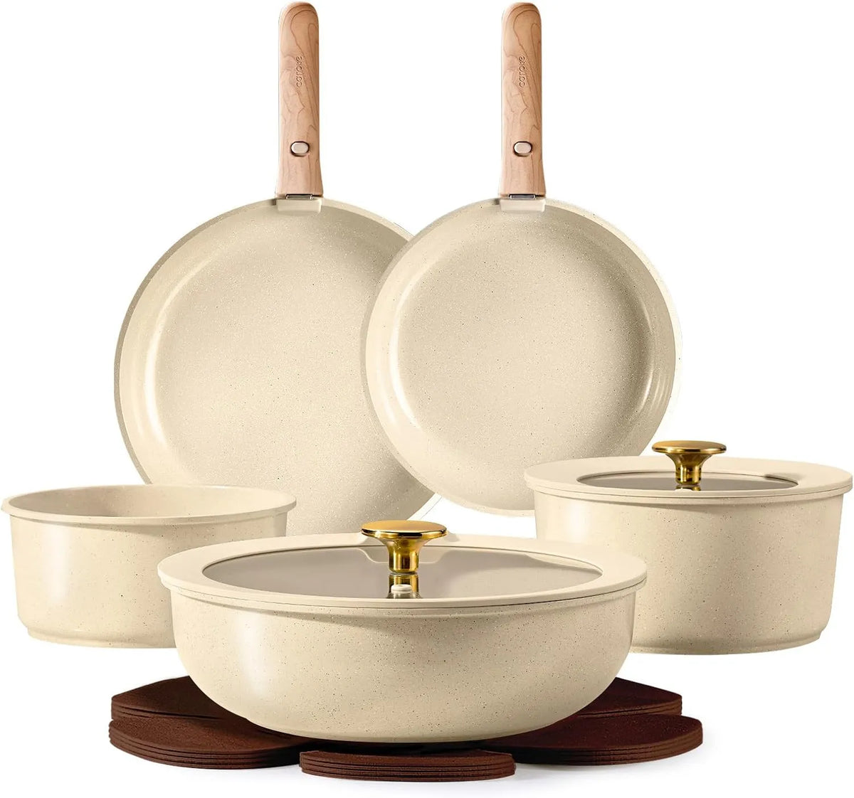 Ustensile de cuisson, CAROTE, ustensile de cuisine, 13 Pièces, Set de Poêles et Casseroles Antiadhésives Céramique 13 Pièces
