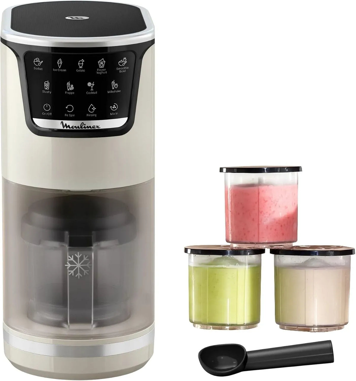 Moulinex Machine à glaces, 1.4 L, 10 programmes, pour préparer crèmes glacées