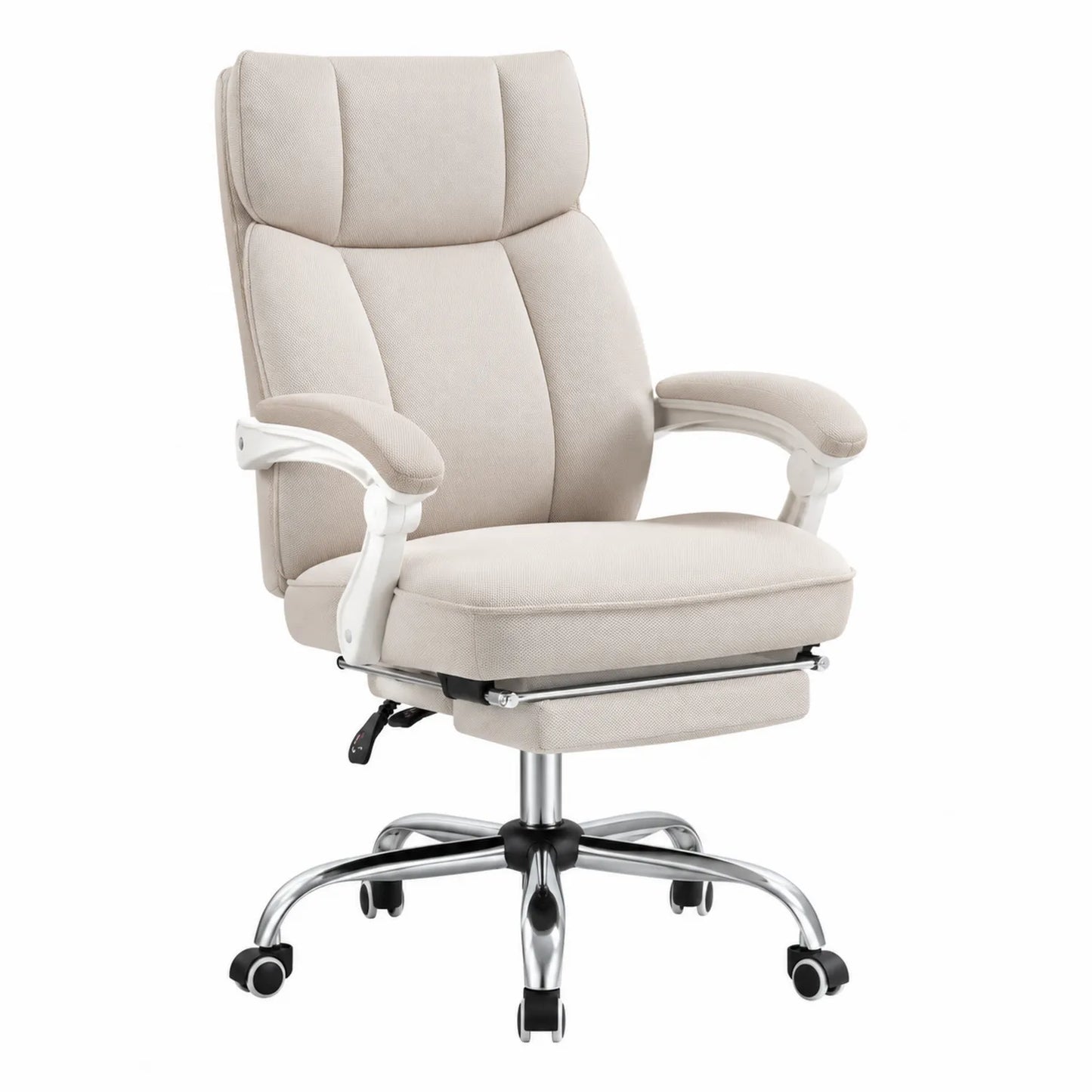 Chaise de bureau en tissu avec accoudoirs rembourrés pivotante