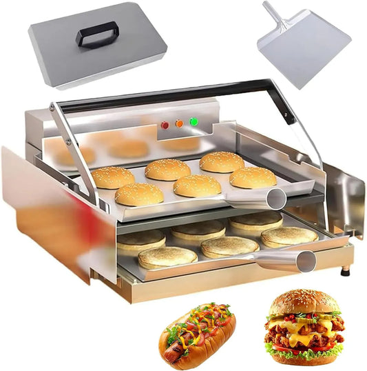 Grille-pain, 800 W, 50 à 300 °C, minuteur, 2 zones de température, acier inoxydable, argenté