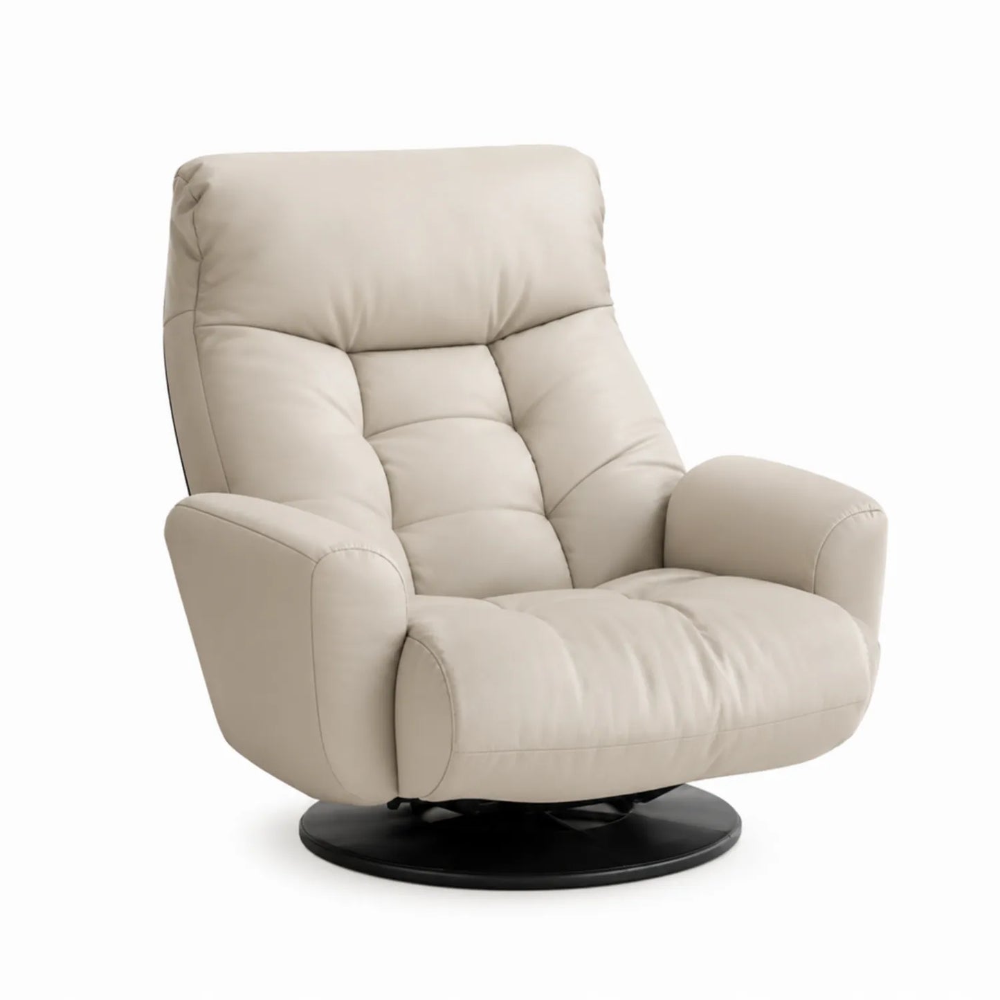 Fauteuil pivotant en cuir synthétique beige avec base en acier