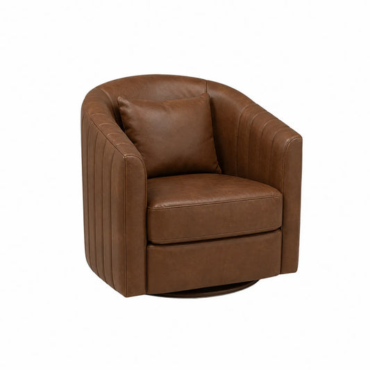 Fauteuil pivotant en cuir synthétique Brun