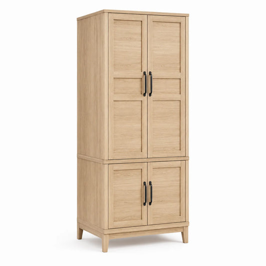Armoire en bois avec portes battantes chêne clair 180x80x40 cm