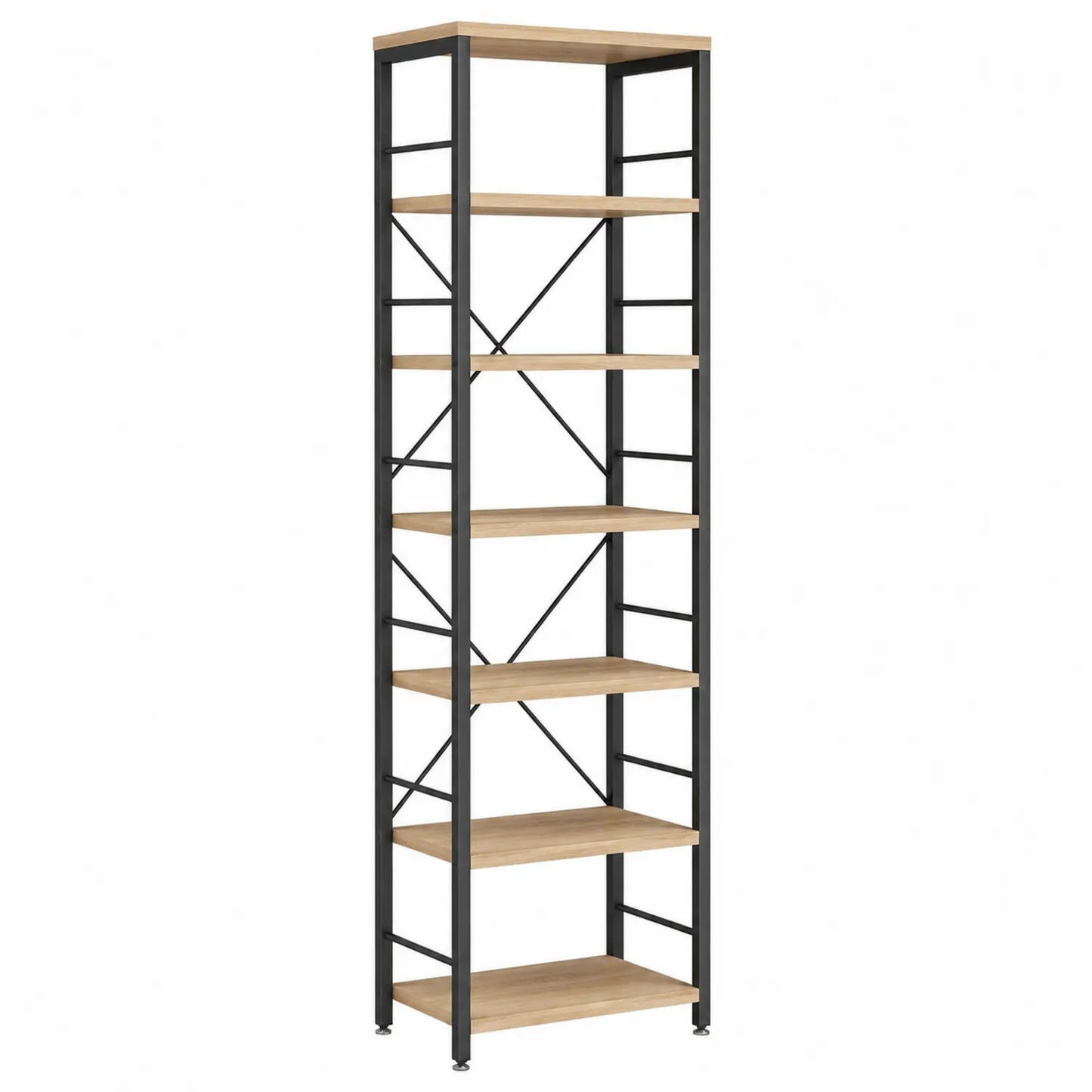 Étagère en métal avec 6 niveaux en chêne clair 180x60x30 cm