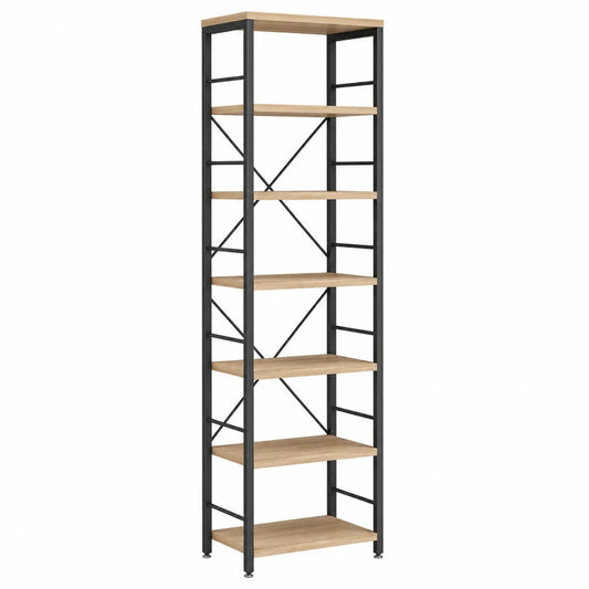 Étagère en métal avec 6 niveaux en chêne clair 180x60x30 cm