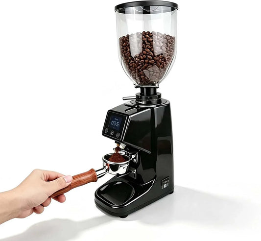 Moulin, broyeur à grains de café, 64 MM, tactile, minuteur, professionnel, acier inoxydable, noir, pour une réduction de l'amertume