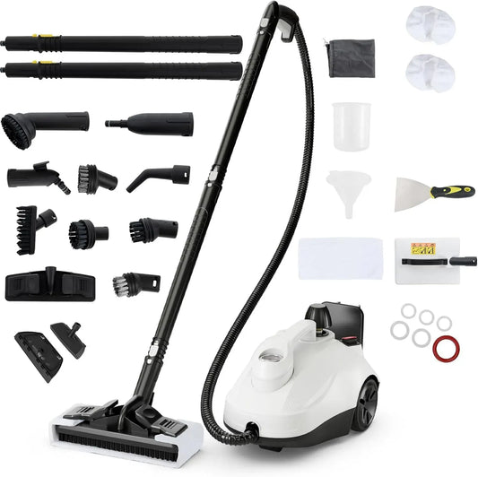 Nettoyeur vapeur, 1,8 L, 2000 W, GOPLUS, grand réservoir, décoration de salon, 2 zones de température, blanc, Pression 5 Bars
