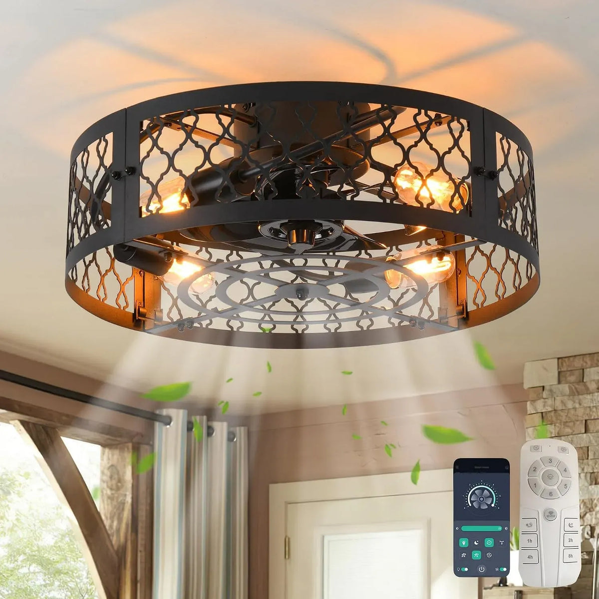 Ventilateur E27, 50cm, industriel, silencieux, noir