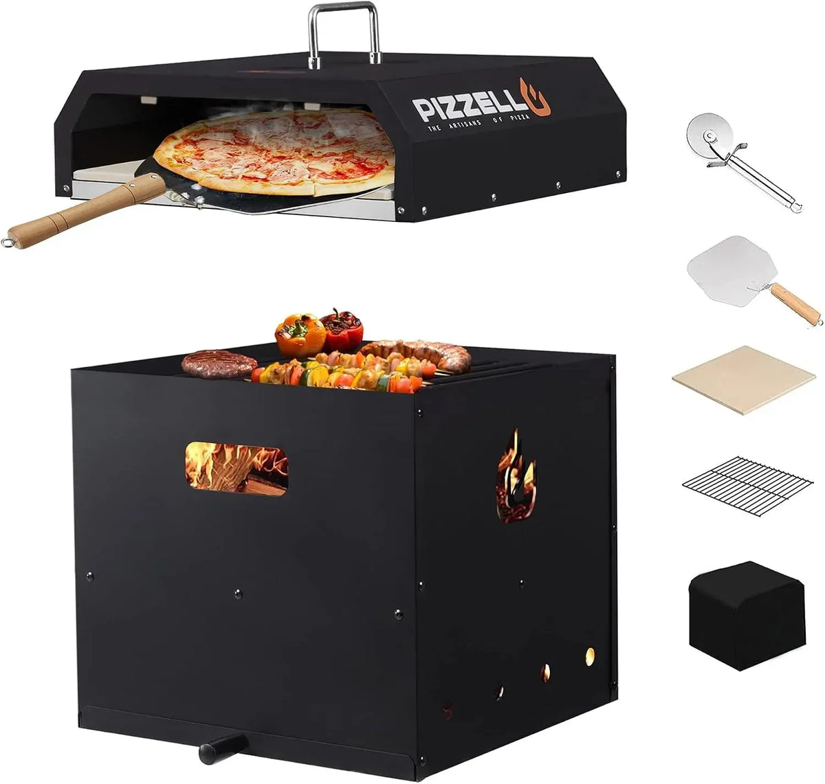 Four électrique à pizza, 40,6 cm, extérieur, gril, amovible, grille de barbecue Gusto, pelle à pizza, roulette à pizza