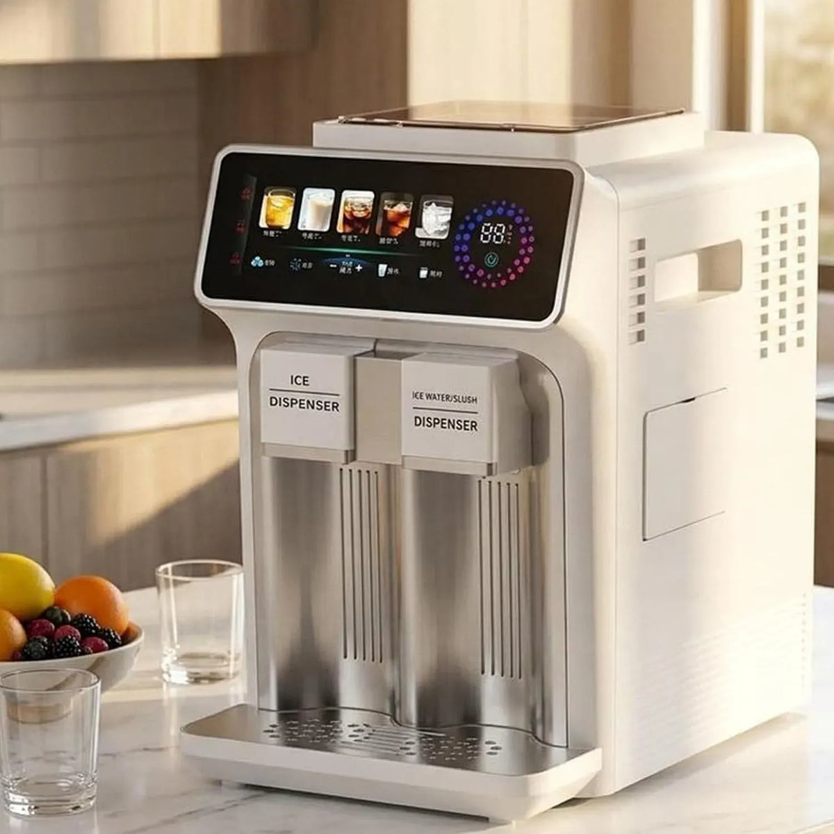 Machine à glaçons 3-en-1, blanc, Prépare Un Smoothie en 30 Secondes, Produit 12 Glaçons en 6 à 10 Minutes, Dispose 5 Réglages