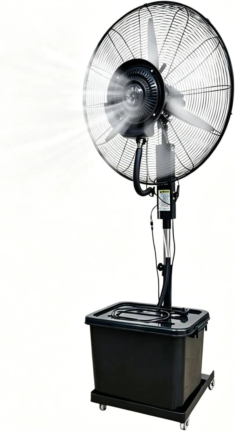 Rafraîchisseur d'air, 200 cm, 42 L, Ø 71 cm, extérieur, 3 vitesses, oscillation, Tige Ajustable 160-200 cm, Ventilateur Brumisateur 42L sur Pied