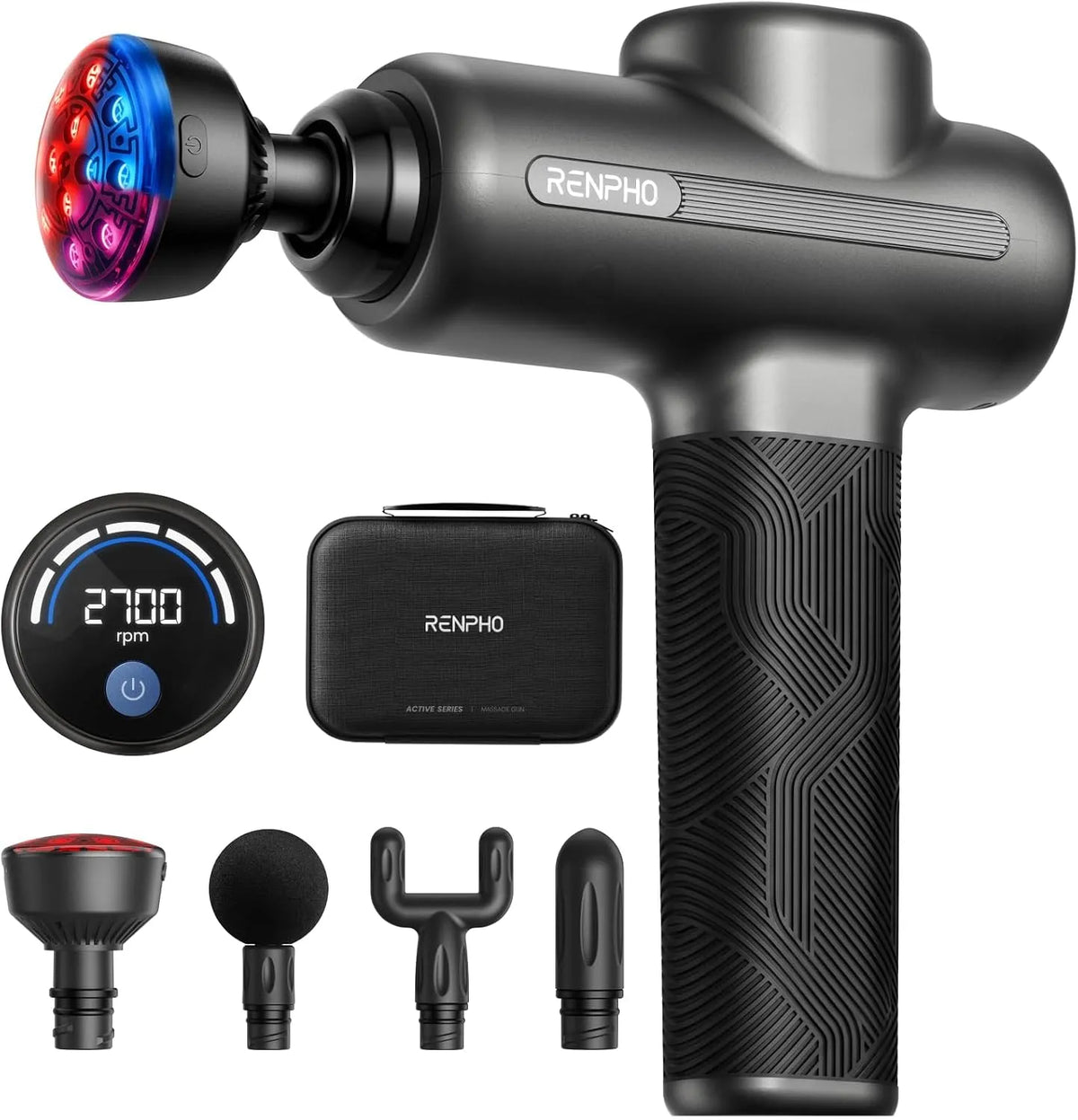 Pistolet de massage Active 2 Red équipé de chaleur, gris